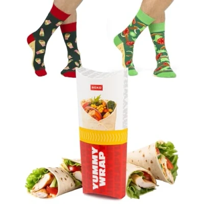 Afbeelding van soxo Fast Food Grappige damessokken, cadeau voor heren, fantasie, sokken, idee, 2 maten, 1 3 paar, Wrap paar