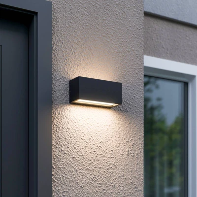 Afbeelding van Lucande Wandlamp buiten 1licht Aluminium, kunststof H: 11 cm E27 grafiet