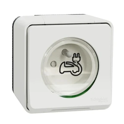 Afbeelding van Schneider Electric Mureva Styl stopcontact 2P+T versterkt opbouw IP55 IK08 EV wit MUR39010