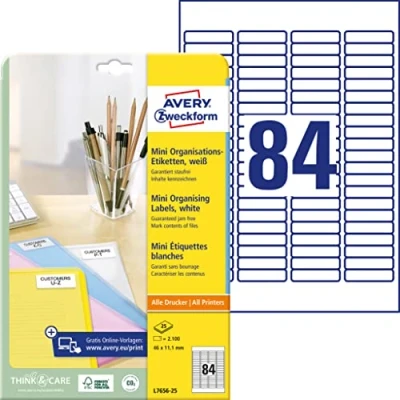 Afbeelding van Avery L7656 25 printeretiket Wit