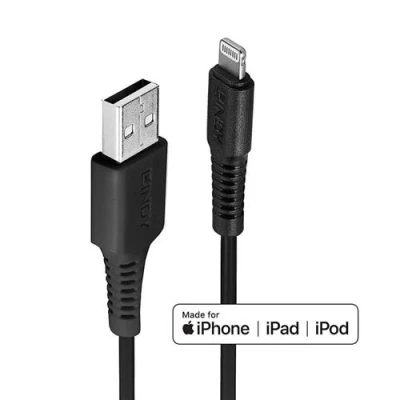 Image de Lindy Câble Lightning mâle pour USB 50 cm noir sans halogène Apple iPad/iPhone/iPod (Lightning)