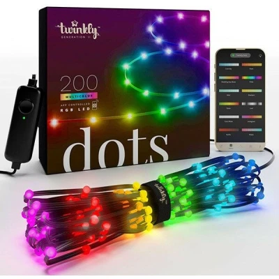 Afbeelding van Twinkly LED strip Dots 12.5 meter (Flexibel, 200 LEDs, IP44, RGB+Wit, Zwart)
