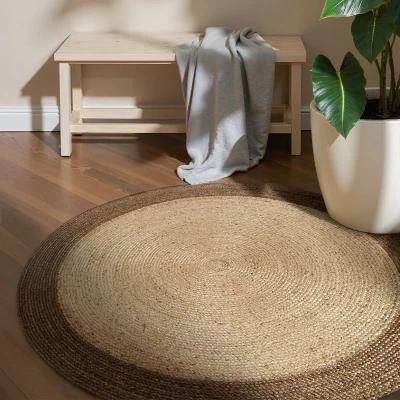 Afbeelding van Jute Vloerkleed Jutta Rond Bruin Ø 100 Cm Home Collectie Dekbed Discounter.nl