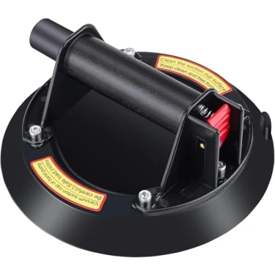 Afbeelding van Vacuüm zuignappen voor tegels, 20 cm, maximaal draagvermogen 300 kg, glas met luchtventiel het optillen van glas, marmer, deuren en meubels (zwart)