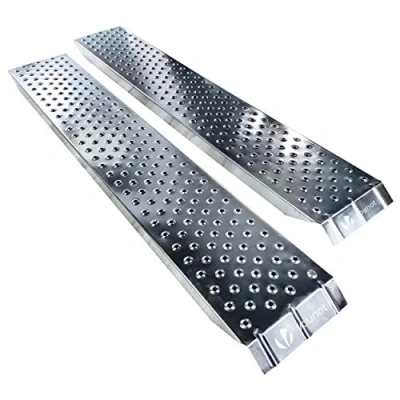 Image de VOUNOT® 2 x Rampe de Chargement 400kg Max Moto Tracteur remorque et d’accès Résistant Pratique Taille 135cm 23x 5 cm Argent