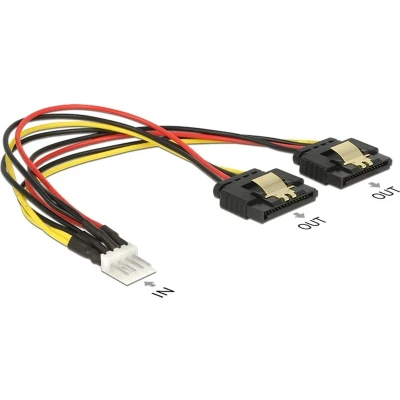 Afbeelding van Floppy (m) 2x SATA (v) met metalen klem voedingskabel 0,20 meter