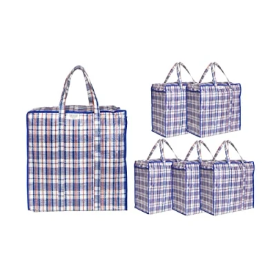 Afbeelding van Josephine Osthoff Opbergzakken, robuust, tot 20 kg, waterdicht, duurzaam, met ritssluiting, voor kleding, dekens, kussens, blauw, 6 stuks