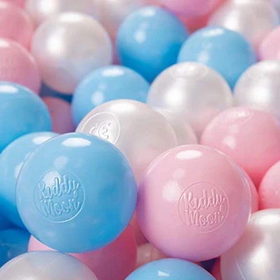 Afbeelding van KiddyMoon 100/6 cm ∅ plastic gekleurde ballen voor kinderzwembad gemaakt in de EU, babyblauw/poederroze/parel