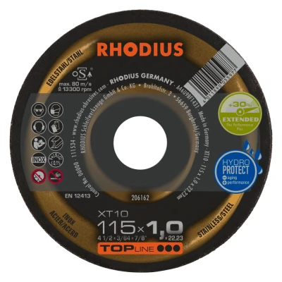 Afbeelding van Rhodius XT10 206162 Doorslijpschijf recht 115 mm 1 stuk(s) RVS, Staal