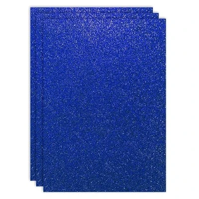 Afbeelding van RAYLU PAPER 3 vellen glitterkarton in de kleur A4 en 200 g/m² dik, karton met glitter om te knutselen, donkerblauw