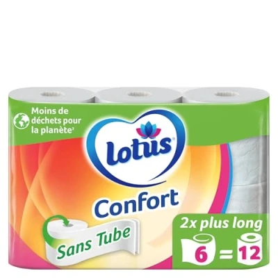 Image de Papier toilette LOTUS CONFORT sans tube 6=12 rouleaux