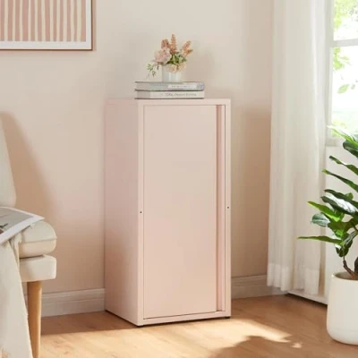 Afbeelding van Metalen kast Burlöv 88x40x35 cm roze [en.casa]