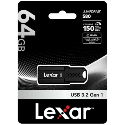 Image de Clé USB 3.1 Lexar JumpDrive S80 64 Go Noir