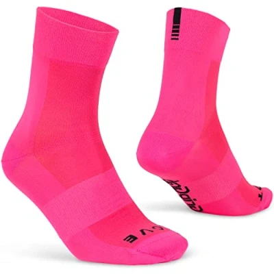 Image de GripGrab Chaussettes Été Légères SL Performance Eyecatching 2 Longueurs de Cyclisme Vélo Course VTT, Rose Fluo Longue 1 Paire, 44 47