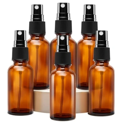 Afbeelding van 6 x 30 ml bruine glazen spuitflessen met pipetten, trechter, etiketten, voor etherische olie, parfum, cosmetica, aromatherapie en reizen