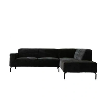 Afbeelding van Bronx71® Hoekbank Kansas antraciet/ donkergroen ribstof rechts
