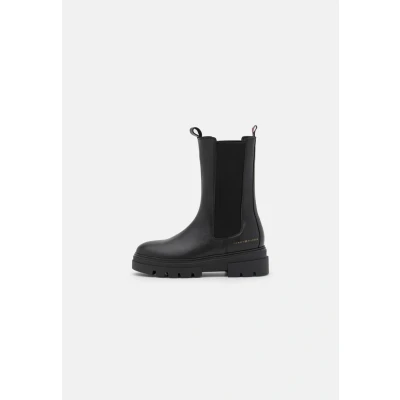 Afbeelding van Tommy Hilfiger Monochromatic Korte laarzen, Dames, Maat: 37, Black Leer