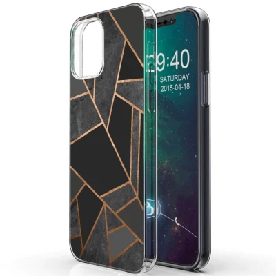 Afbeelding van iMoshion hoesje Geschikt voor iPhone 12 Mini Siliconen Design Zwart / Meerkleurig Goud Stars Gold