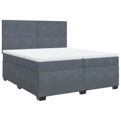 Afbeelding van vidaXL Boxspring met matras fluweel donkergrijs 200x200 cm