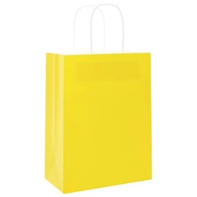 Afbeelding van Papieren kraftzakken 50 st met hengsels 21x11x28 cm geel