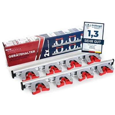 Afbeelding van Premium Mop en Bezemhouder Wandmontage 2 Stuks 4 Houders, 5 Haken, 45cm/18in Borstelhouder Tuingereedschaprek &amp; Bijkeuken Opbergoplossingen Mophouder Gereedschap Opbergen