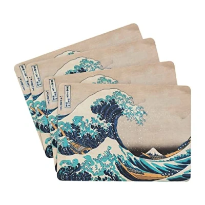 Afbeelding van Grupo Erik Placemat Japanse kunst 28 x 20 cm set van 4 borden melanimé en kurk, hittebestendig