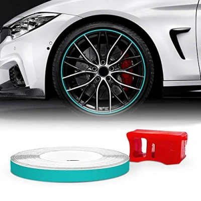 Afbeelding van Quattroerre 10333 Wheel Trim Racing strepen voor motorvelgen, met applicator, 7 mm x 6 m, petronasgroen