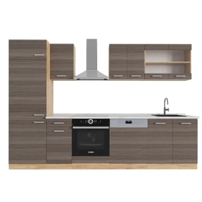 Afbeelding van Vicco Complete keukeneenheid R Line, Edel grijs/gouden eik, 300 cm , WB Marmer
