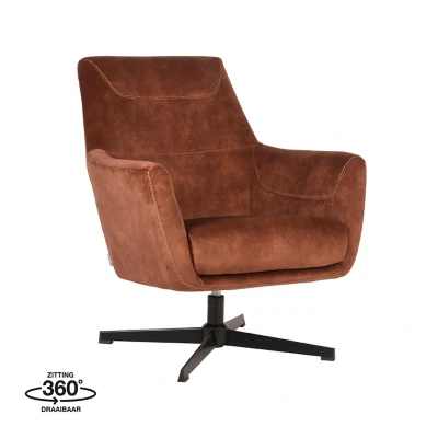 Afbeelding van Toby fauteuil draaibaar velvet roestbruin