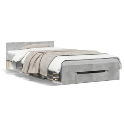 Afbeelding van vidaXL Bedframe met lade bewerkt hout betongrijs 100x200 cm
