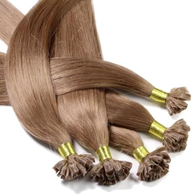 Afbeelding van Hair2Heart 25 x 0,5 gram door warmte uitgeharde keratine hair extensions, 30 cm #14 donkerblond, glad