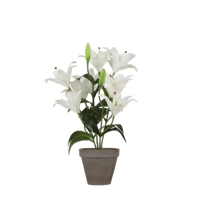 Afbeelding van Tijgerlelie Kunstplant in Bloempot Stan H47 x Ø45 cm Wit