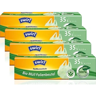 Afbeelding van Swirl Biologische vuilniszak met draaggreep, 35 liter, 4 rollen à 6 zakken