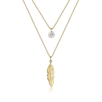 Afbeelding van Elli Halsketting Dames Veer Boho met Kristal in 925 Sterling Zilver