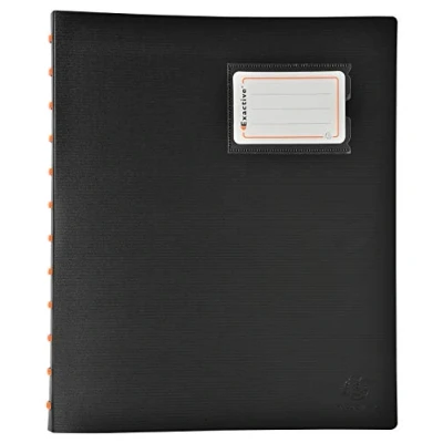 Afbeelding van Exacompta Ref. 86334E 1 Exactive verwijderbare ringmap met 30 uitneembare hoezen 60 pagina&#039;s 5 gekleurde tabbladen etikethouder voor A4 Zwarte hardcover