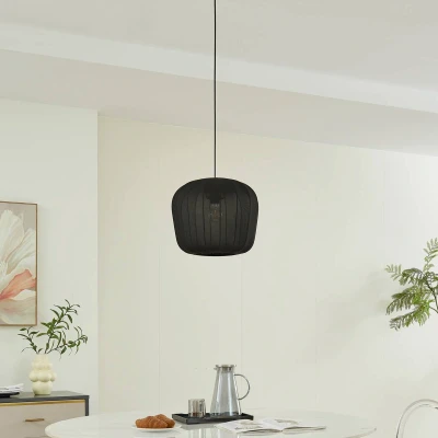 Afbeelding van Lindby Hanglamp 1licht Stof E27 zwart