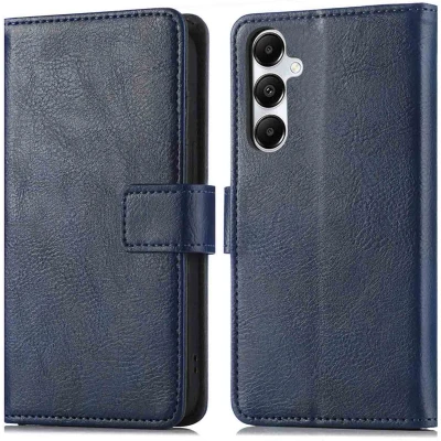 Afbeelding van imoshion Hoesje Geschikt voor Samsung Galaxy S25 Met Pasjeshouder Luxe Bookcase Donkerblauw