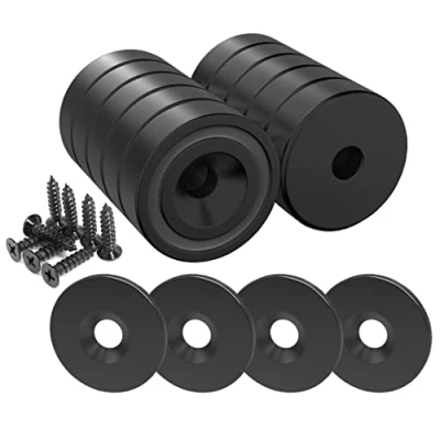 Image de Magnetpro Lot de 12 aimants 10 kg force 20 x 7 mm avec trou et capsule, aimant pot à tête fraisée vis coussins en acier (piano noir)…