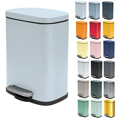 Afbeelding van Spirella Pedaalemmer Venice ijsblauw 5 liter metaal L21 x H30 cm soft close toilet/badkamer