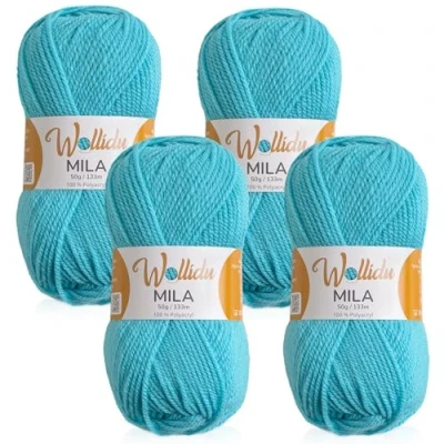 Afbeelding van Wollidu Mila 4 bollen haak en breigaren, 50 g/133 m, 100% polyacryl, turquoise