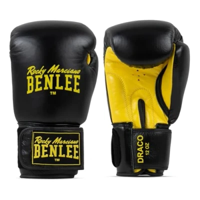 Afbeelding van Benlee Boxhandschuhe Draco aus Leder Black/Yellow 16 OZ