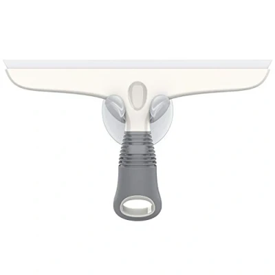 Afbeelding van MR.SIGA Multifunctionele siliconen trekker voor ramen, glas, douchedeur, autovoorruit, robuuste raamschuurmachine, inclusief zuighaak, 25 cm, wit en grijs, 1 stuk