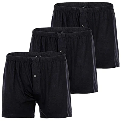 Afbeelding van YOURBASICS Set van 3 boxershorts voor heren, zacht katoen met knoop, zwart, maat M, zwart.