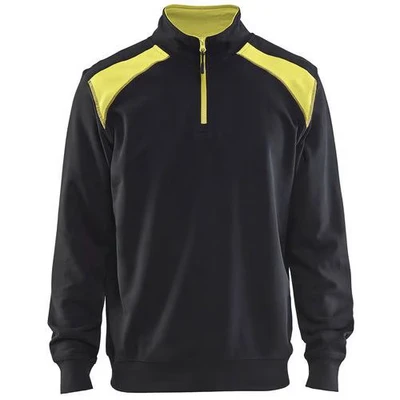 Image de Sweat col camionneur bicolore noir/jaune fluo
