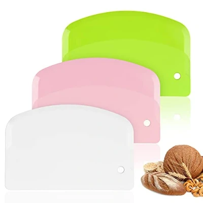 Afbeelding van Vicloon Teigschaberkarte kunststof deegschraper van kunststof, voor pizza, groen/wit/roze, 3 stuks