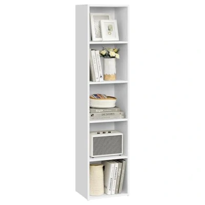 Afbeelding van VASAGLE Boekenkast, rek met 5 niveaus, open opbergkast, plank, 24 x 30,2 134,2 cm, voor woonkamer, kantoor, eetkamer, wolkenwit LBC419W01