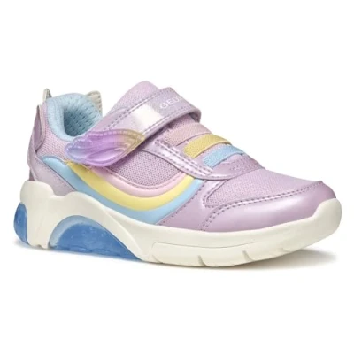 Afbeelding van Geox Light UP J Fadinlight GIRL Sneakers laag voor kinderen, Maat: 34, Lilac/multicolor Imitatieleer/ textiel