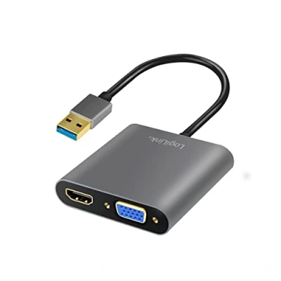 Afbeelding van LogiLink kabeladapters/verloopstukjes Adapter USB3.0 to VGA/HDMI