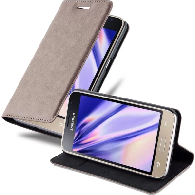 Afbeelding van Cadorabo Hoesje geschikt voor Samsung Galaxy J1 2016 in KOFFIE BRUIN Beschermhoes met magnetische sluiting, standfunctie en kaartvakje Book Case Cover Etui