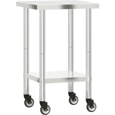 Afbeelding van Keukenwerktafel met wielen 55x55x85 cm roestvrij staal